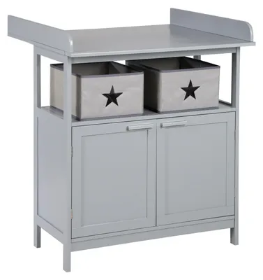 Produktbild von roba Wickelkommode 'Hamburg' mit Ansatz, 2 Türen, 2 Boxen und Wandbefestigung, Wickelhöhe 92 cm