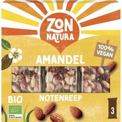 Produktbild von Zonnatura Amandel Nussriegel 75g – veganer, glutenfreier Mandelriegel, ballaststoffreich