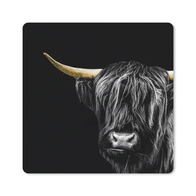 Produktbild von MuchoWow® Mauspad Mousepad Schottischer Highlander - Goldene Hörner 20x20 cm - Mousepads - Maus Mat - Pad - Mausunterlage - Desk Mat - Bureauartikeln
