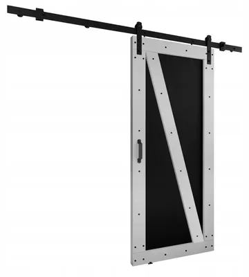 Produktbild von KierMoebel Schiebetür Komplettset LOFT ADIO 4 Weiß & Schwarz 106x205x3,2 cm, Wohnzimmer Schiebetür