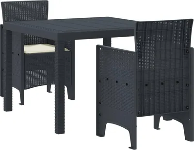 Obrázok produktu pre Záhradný jedálenský set 3 pcs Antracit Polypropylén