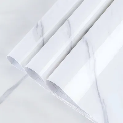 Produktbild von Klebefolie, Marmorfolie selbstklebend, wasserdicht und ölbeständig, Marmoroptik-Möbelfolie für Küche, Tisch, Schrank, Schminktisch, 60x500cm, Weiß