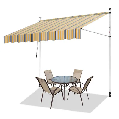 Obrázok produktu pre Fiqops markíza Svorková markíza Výsuvná slnečná markíza Ochrana pred slnkom Balkón bez vŕtania 400x120cm