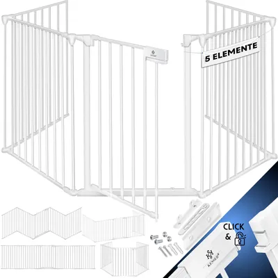 Produktbild von KESSER® Kaminschutzgitter mit Tür Metall Ofenschutzgitter Laufgitter Laufstall Absperrgitter Tierschutzgitter Türschutzgitter für Kinder-Sicherung