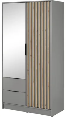 Productafbeelding van Kledingkast met spiegel LAILA 2D, grijs / artisan eikenhout