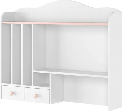 Produktbild von Furniture24 Aufsatz für Schreibtisch Luna LN4 mit 2 Schubladen Alpinweiß/Rosa Mädchenzimmer Kinderzimmer