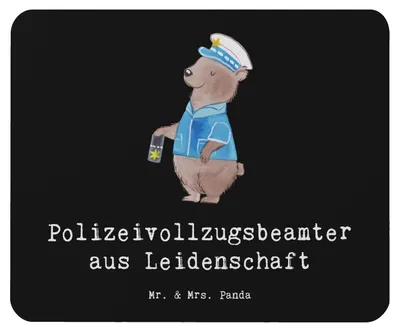 Produktbild von Mr. & Mrs. Panda Mousepad Polizeivollzugsbeamter Leidenschaft - Schwarz - Geschenk, Polizei, Polizist, Mauspad, mausteppich, pc, Mouse Pad