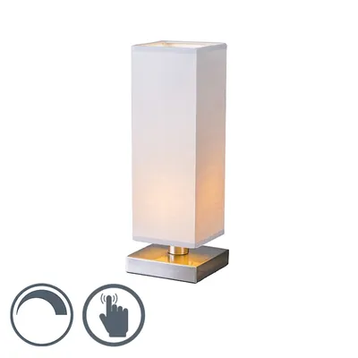 Image de Lampe de table avec fonction tactile, abat-jour gris, lampe de chevet grise 35 cm