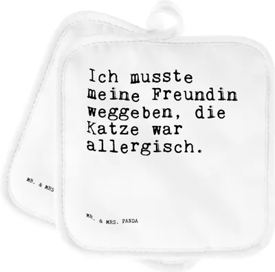 Produktbild von Mr. & Mrs. Panda Topflappen Ich musste meine Freundin... - Weiß - Geschenk, Spruch, Sprüche Weisheiten Zitate Lustig Weisheit Worte, Kochlappen, Frauchen, Kater, Doppel