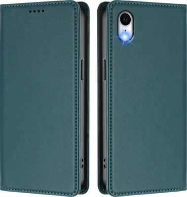 Obrázek produktu pro Kožené pouzdro pro iPhone XR, magnetické flipové pouzdro zPolyuretankůže se stojánkem Zelená