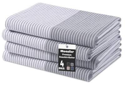 Produktbild von Geschirrtücher 100% Baumwolle 4er Set 46 x 72 cm Grau