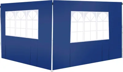 Obrázek produktu pro Boční panely pavilonu/party stanu - 2 kusy s okny - 2×3 m - Vhodné pro 3×3/3×6/3×9 m - Modrá barva
