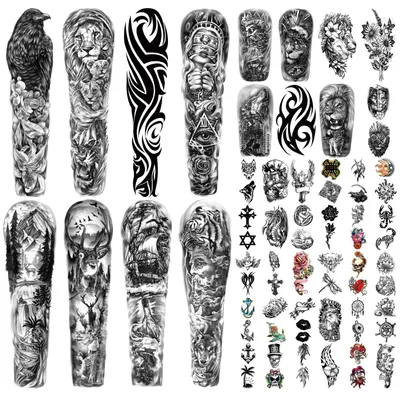 Immagine prodotto di Set di 46 fogli con tatuaggi temporanei realistici per adulti