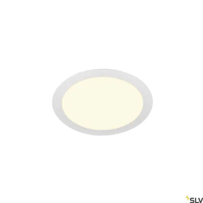 A white, round LED ceiling light with a yellow illuminated center, shown against a white background.
