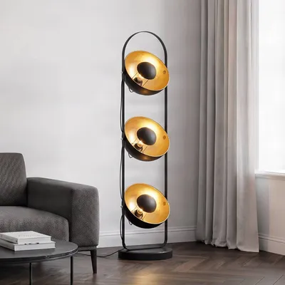 Immagine prodotto di Lindby lampada da terra Muriel, 3 luci, nero/oro, metallo