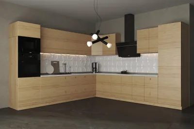 Produktbild von Winkelküche – L-Küche – Küchenzeile – Eckküche 330 x 340 cm VELORA – KU-S41 – Artisan Eiche – Ohne Arbeitsplatte & Elektrogeräte