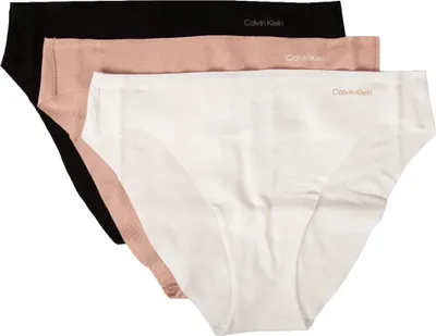 Obrázek produktu pro CK CALVIN KLEIN Dámské kalhotky, balení po 3 kusech, neviditelné bezešvé spodní prádlo, pružná bavlna, číslo výrobku QD5200E, velikost S, 83 % bavlna, 17 % Elastan