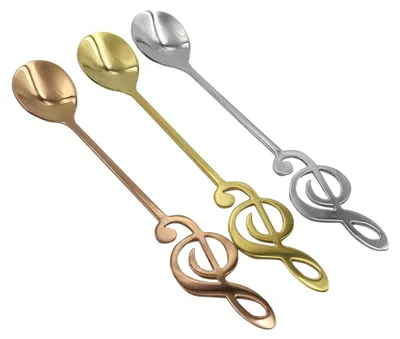 6 Kaffeelöffel Edelstahl Musiknoten Dessertlöffel 160 mm