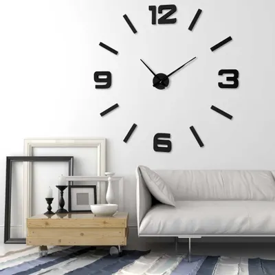 Produktbild von Wanduhr Aufkleber DIY 3D große Wanduhr 130CM XXL (Dicke 19mm) Modern Design EKO Wanduhren Wandtattoo Dekoration Uhren für Büro Wohnzimmer Schlafzimmer Dekoartikel Quarzuhr