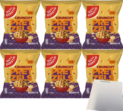 Produktbild von G&G Crunchy Pretzel Honig Senf Brotchips 6er Pack (6x125g Packung) + usy Block
