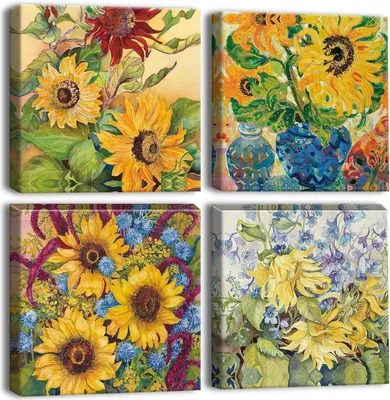 Obrázok produktu pre Artscope olejomaľba na plátne slnečnice 4-dielna 30x30cm