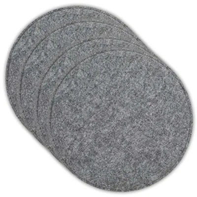 Produktbild von VOSSBACH 4er Set Filz Sitzkissen Grau Rund Ø 35 cm mit Antirutschnoppen Stuhlkissen Sitzauflage Filzkissen