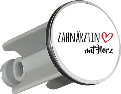 Produktbild von Huuraa Waschbeckenstöpsel Zahnärztin mit Herz 4cm höhenverstellbar Abflussstopfen Geschenkidee