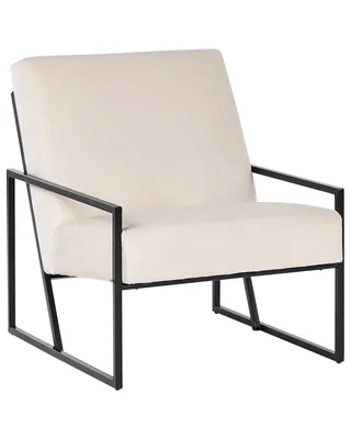 Produktbild von BELIANI Sessel Hellbeige Samt mit Schwarzem Metallgestell Niedrige Armlehnen Modern Relaxsessel Loungesessel für Wohnzimmer Ausstattung Sitzmöbel