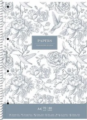 Obrázek produktu pro Spirálový sešit "Vintage flowers", mix motivů, čtverečkovaný, A4+, 80 listů, SHKOLYARYK