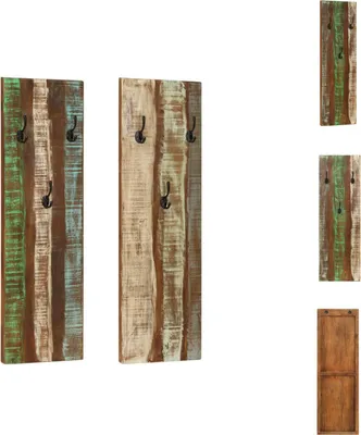 Produktbild von vidaXL Wandgarderoben 2 Stk. 36x3x110 cm Altholz Massiv -  Kleiderhaken & Garderobenständer
