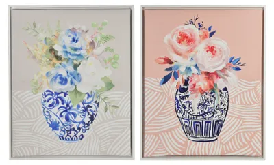 Produktbild von Wandbild-Set Leinwand INGA Vasen 40x50 cm Rosa/Blau 2er-Set