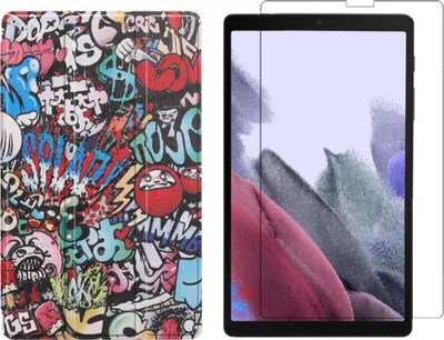 Produktbild von 2in1 Set für Samsung Galaxy Tab A7 Lite 2021 SM-T220 SM-T225 8.7 Zoll Tablet mit Smartcover + Schutzglas mit Auto Sleep/Wake Magnetverschluss Hülle