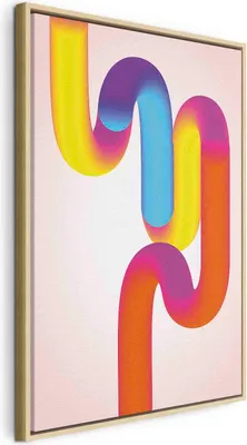 Produktbild von Italienischer Leinwand Leinwandbild - Colorful Turns - Dynamic Composition in Shades of Yellow Pink and Blue 60x90 cm Abstrakt a-A-10548-b-a