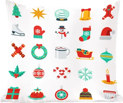 Produktbild von MuchoWow® Zierkissen Sofakissen Wohnzimmer Dekokissen 45x45 cm Weihnachtssachen - Muster - Weihnachten - Schlafpolster - Polster für das Sofa