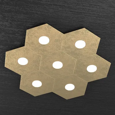 Immagine prodotto di Plafoniera Moderna Hexagon Metallo Foglia Oro 7 Luci Led 12X7W