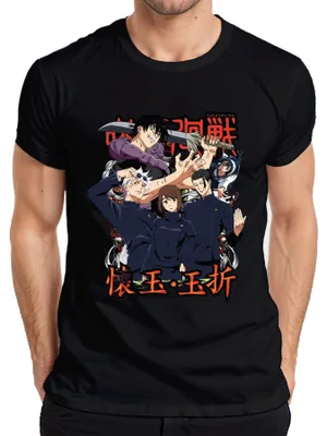 Produktbild von Jujutsu Kaisen Anime Manga Fluchmagie Sukuna Gojo Yuji Geschenk Herren T-Shirt, Schwarz, XL