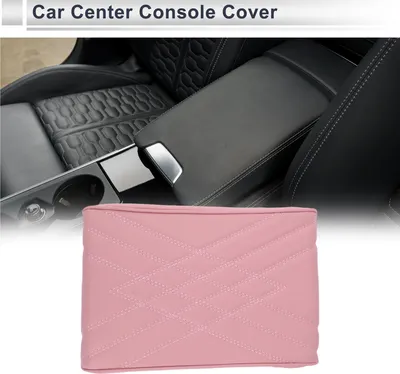 Produktbild von Auto Mittelkonsole Abdeckung Auto Armlehnenabdeckung 12,2"x7,87"x1,97" Pink Nappa Leder, Schwamm Doppel-W-Muster