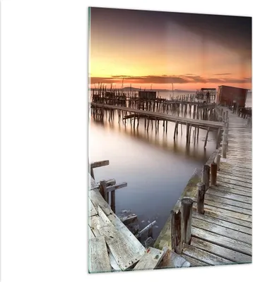 Produktbild von Bilder auf glas - Einteilig - Brücke Boot Meer - 80x120cm - Glasbilder - Wandbilder - Bilder - zum Aufhängen bereit - Wanddekoration aus Glas - Glas Bilder - Wandbild auf Glas - GPA80x120-3807