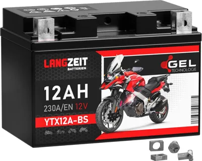 Produktbild von LANGZEIT YTX12A-BS GEL Motorradbatterie 12V 12Ah 230AEN 51013 YTZ12S GT12A-BS CTX12A-BS 12V ersetzt 10Ah