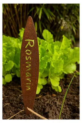 Produktbild von 9 Kräuterschilder aus Metall mit Rostoptik, Gartenstecker, Edelrost Schild, Pflanztopfstecker, 1mm, 28*20cm