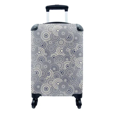 Produktbild von MuchoWow® Koffer Handgepäck Trolley Rollkoffer Kleine Reisekoffer mit 4 Rollen - Mandala - Blau - Muster - Cabin Size < 55x40x23 cm & 55x40x20 cm - Fotokoffer - Kabinenkoffer - Boardgepäck - Reise-Box - Reisekoffer - Reisegepäck - Koffer mit Bild - Trolley für Kinder