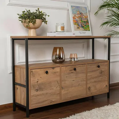 Produktbild von Dmora Konsole Circello 120x30x75h cm Braun 1 Regal 3 Fächer