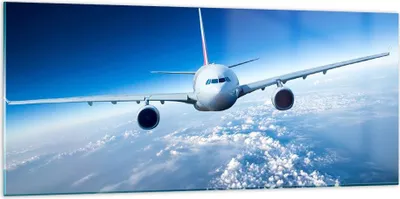 Produktbild von Bilder auf glas - Flugzeug himmel wolken flug - 120x50cm - Glasbilder - Wandbilder - Kunstdruck - zum Aufhängen bereit - Wanddekoration aus Glas - Glas Bilder - Wandbild auf Glas - GAB120x50-2723
