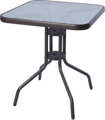 Bistrotisch Balkontisch Glastisch Gartentisch Tisch Eckig Glas Metall 60x60cm