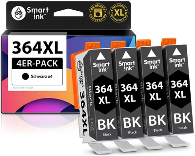 Immagine prodotto di Cartucce compatibili Smart Ink come ricambio per HP 364 XL 364XL (confezione da 4 cartucce nere). Cartucce ad alta capacità per stampanti HP Photosmart 5520, 5510, 5524, 6520, 5515 e OfficeJet 4620, 4622, DeskJet 3520
