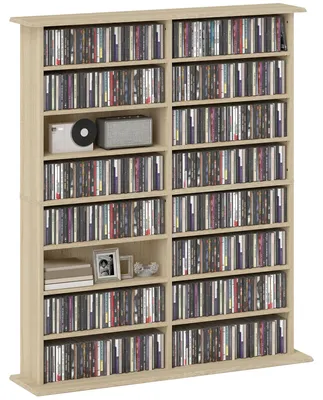 Produktbild von Modernes CD-Bš¹cherregal aus Holz mit 16 F?chern, 106,5 x 24 x 126,3 cm, Natur