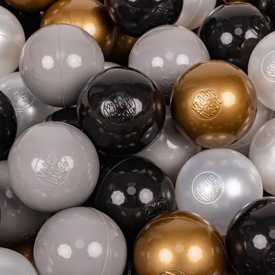 Produktbild von KiddyMoon 200 ∅ 7cm kinder bälle spielbälle für bällebad baby plastikbälle  eu, schwarz/perle/golden/grau