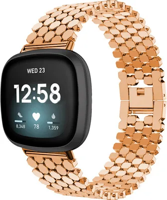 Produktbild von Strap-it Fitbit Sense Stahl-Fischarmband (Roségold)