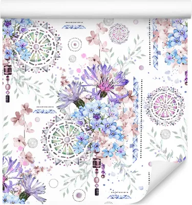 Produktbild von 10m VLIES TAPETE Rolle Blumen Ornamente Aquarell XXL