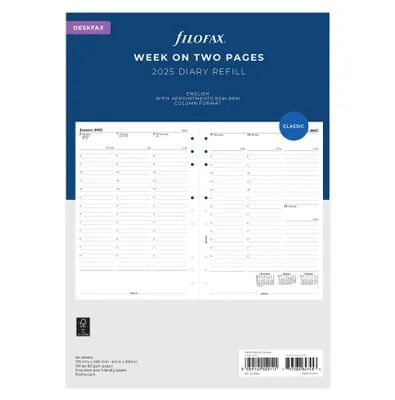 Produktbild von FILOFAX Kalendereinlage 2025 Deskfax 1 Woche - 2 Seiten weiss englisch 25-68612